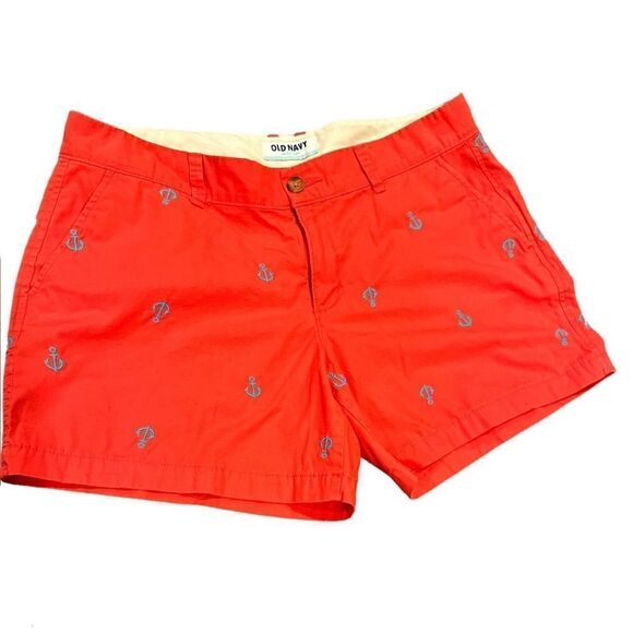 Old Navy Anchor Chino Shorts Size 10 Coral/Pink - Picture 1 of 6